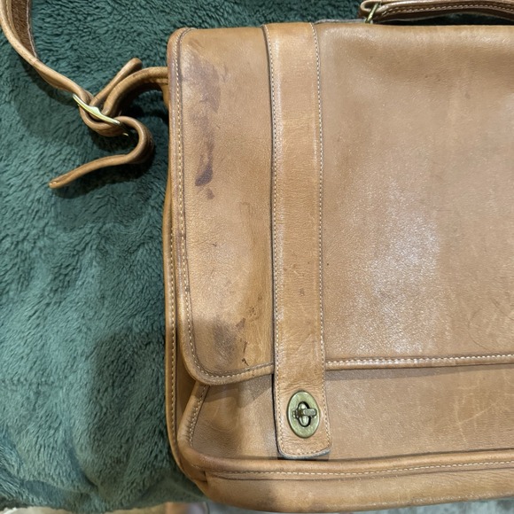 Coach Essex Vintage Briefcase British Tan Brown Leather Spring 80s USA Ship - Picture 5 of 16